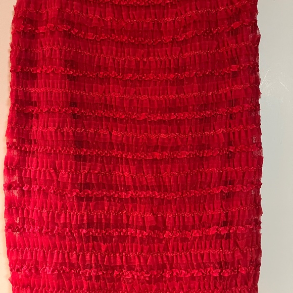 Givenchy NWT Red Hot Skirt Chiffon Ribbon Knee Length S 4 - Picture 2 of 6